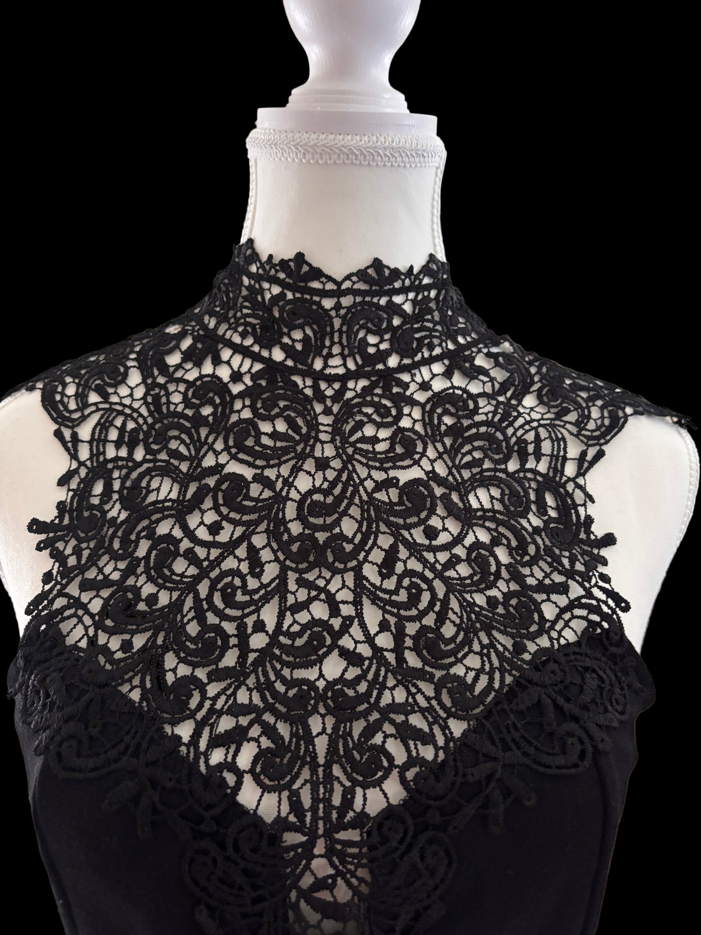 Black Lace Mock Neck Crop-Top