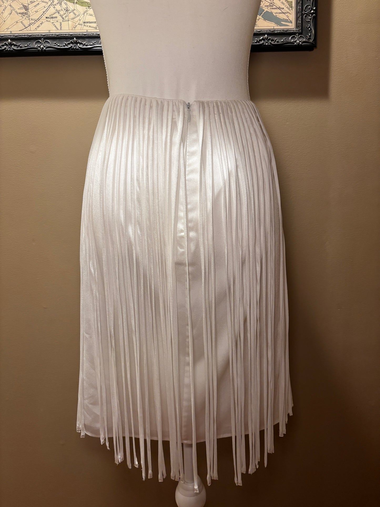 White Fringe Midi Skirt