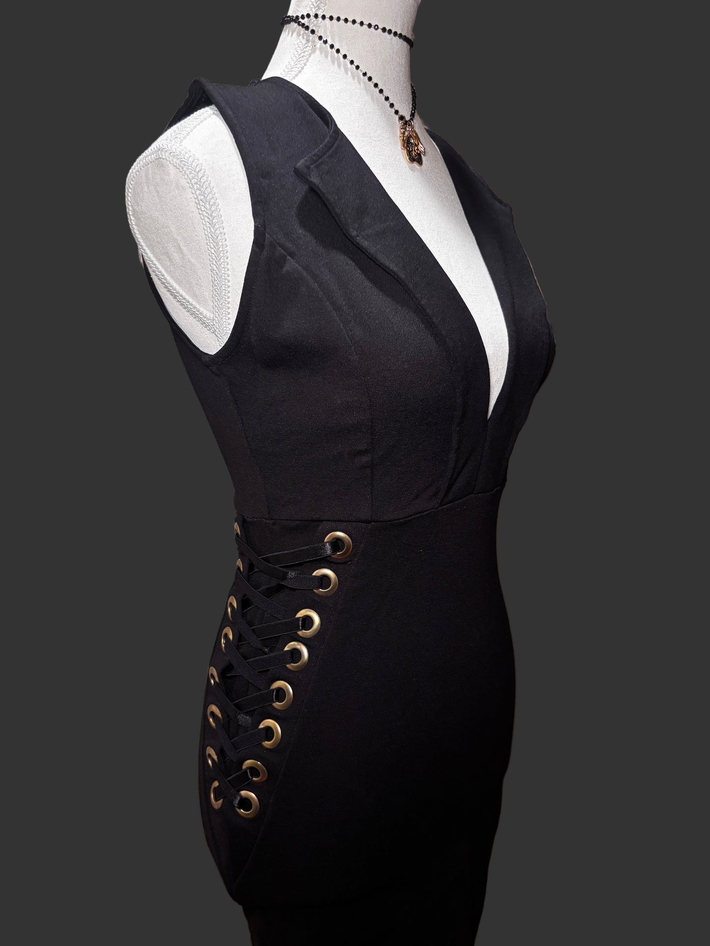 Lace-Up Black Dress