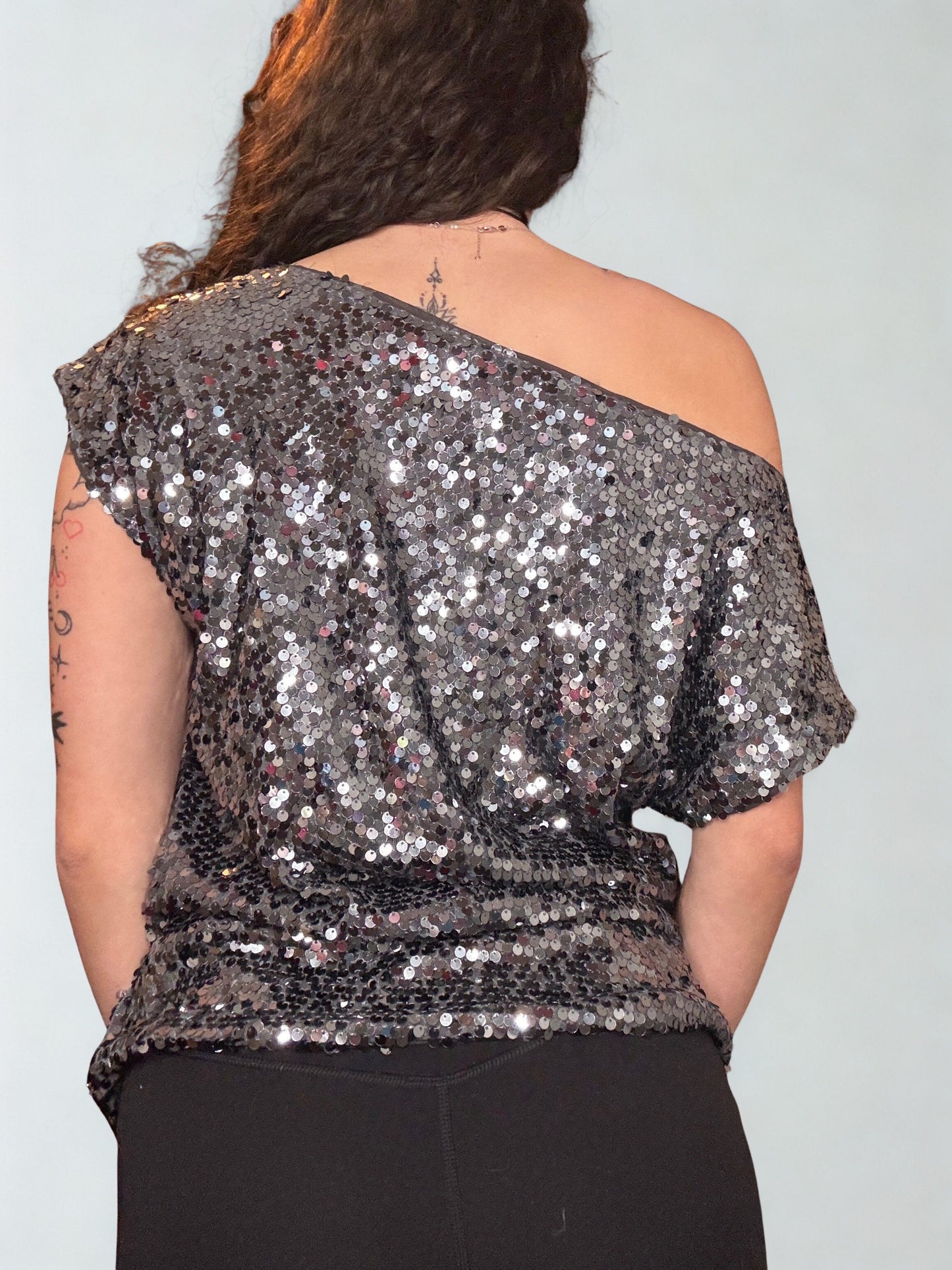 Sequin off the shoulder top