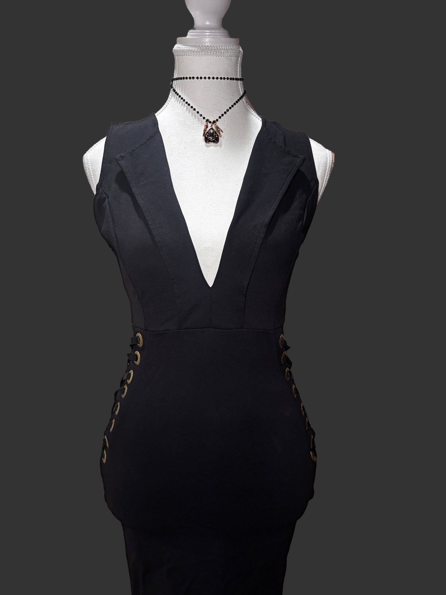 Lace-Up Black Dress
