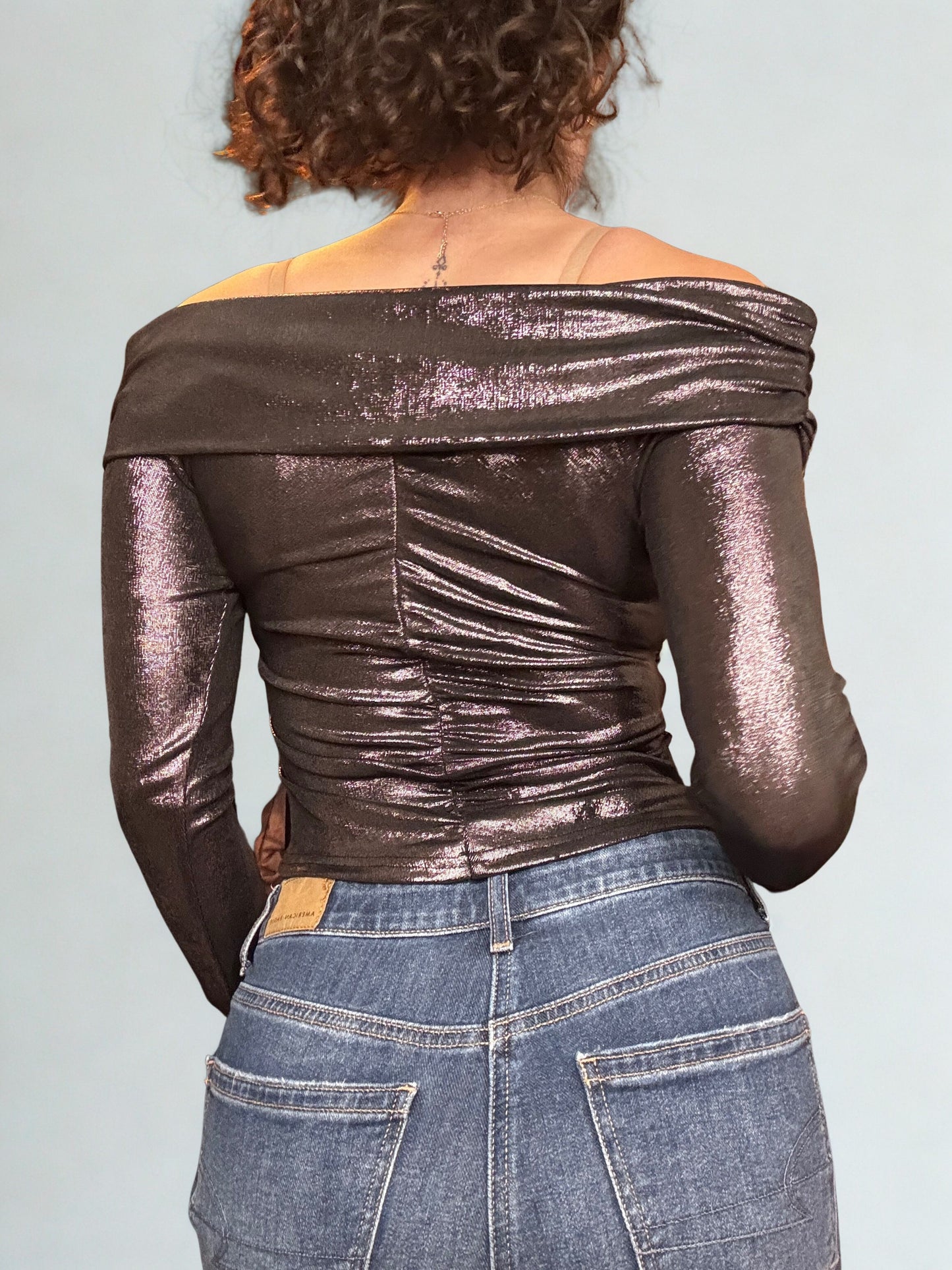 Metallic Off-The Shoulder Top